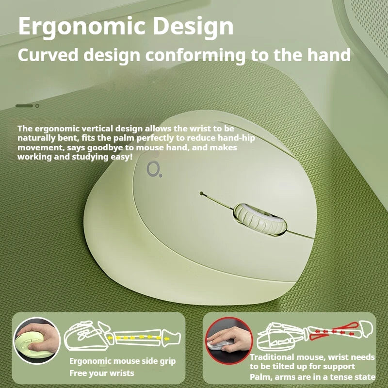 EWEADN Q7 Wireless BT + 2.4G Vertical Gaming Mouse, 6 Buttons, Silent, Adjustable Sensitivity, for Windows, Laptop, Office Work