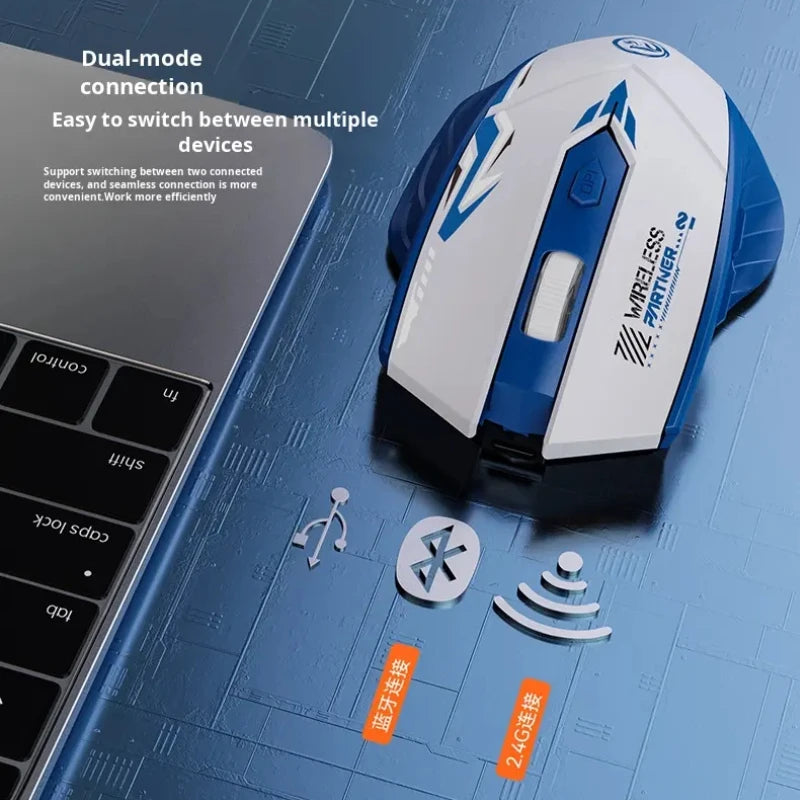 Bluetooth 5.2 Mouse Dual-Mode 2.4G Wireless Mouse 6 Buttons Gaming Mice Rechargeable Mouse 1600 DPI For PC Laptop Macbook