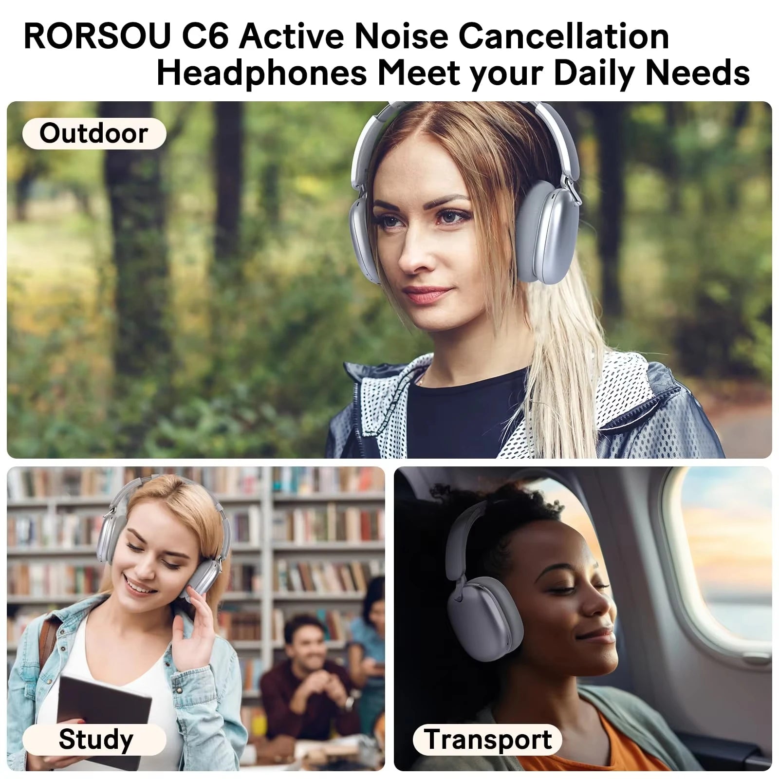 B36 Wireless Bluetooth 5.3 Over-Ear Headphones with ANC Noise Cancelling 8H Playtime Ergonomic Design HD Microphone Foldable
