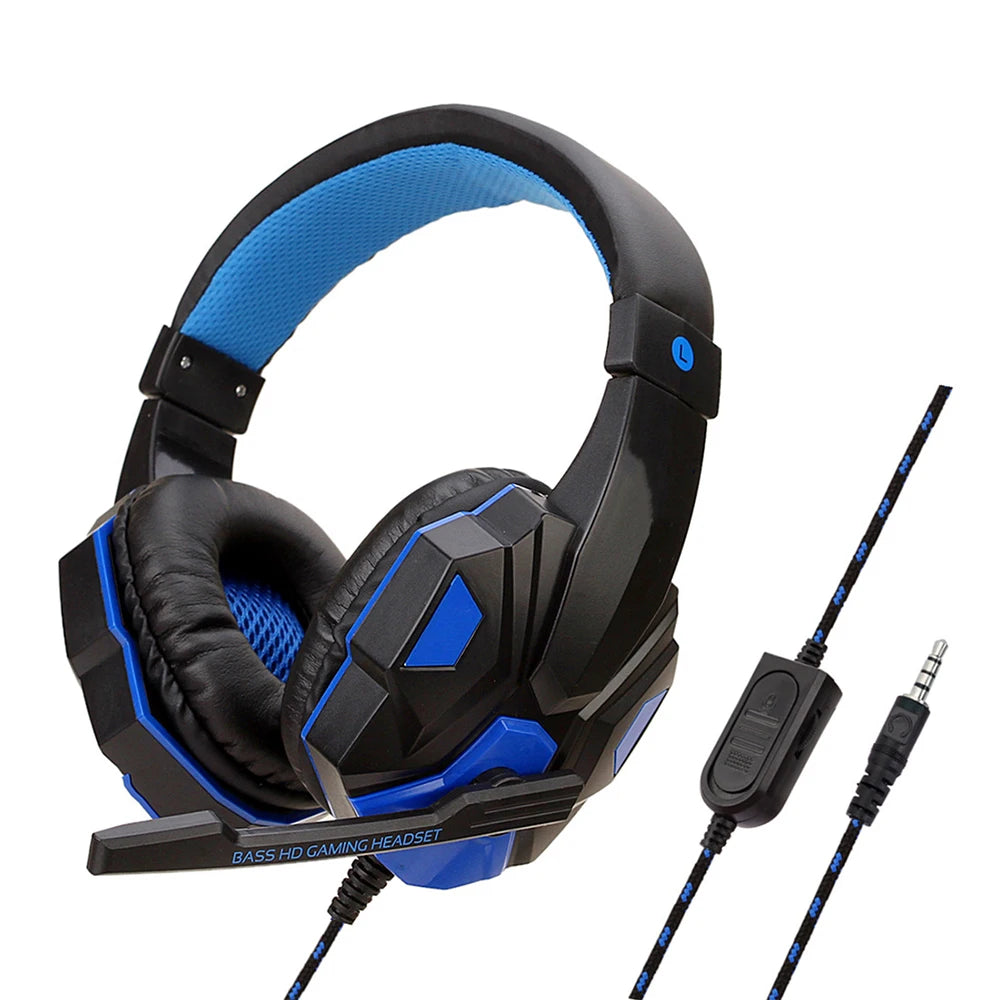 Gaming Headsets Over-Ear 3.5mm Wired Headphones Music Stereo Earphones With Adjustable Microphone For PS4 PS5 Laptop Computer PC