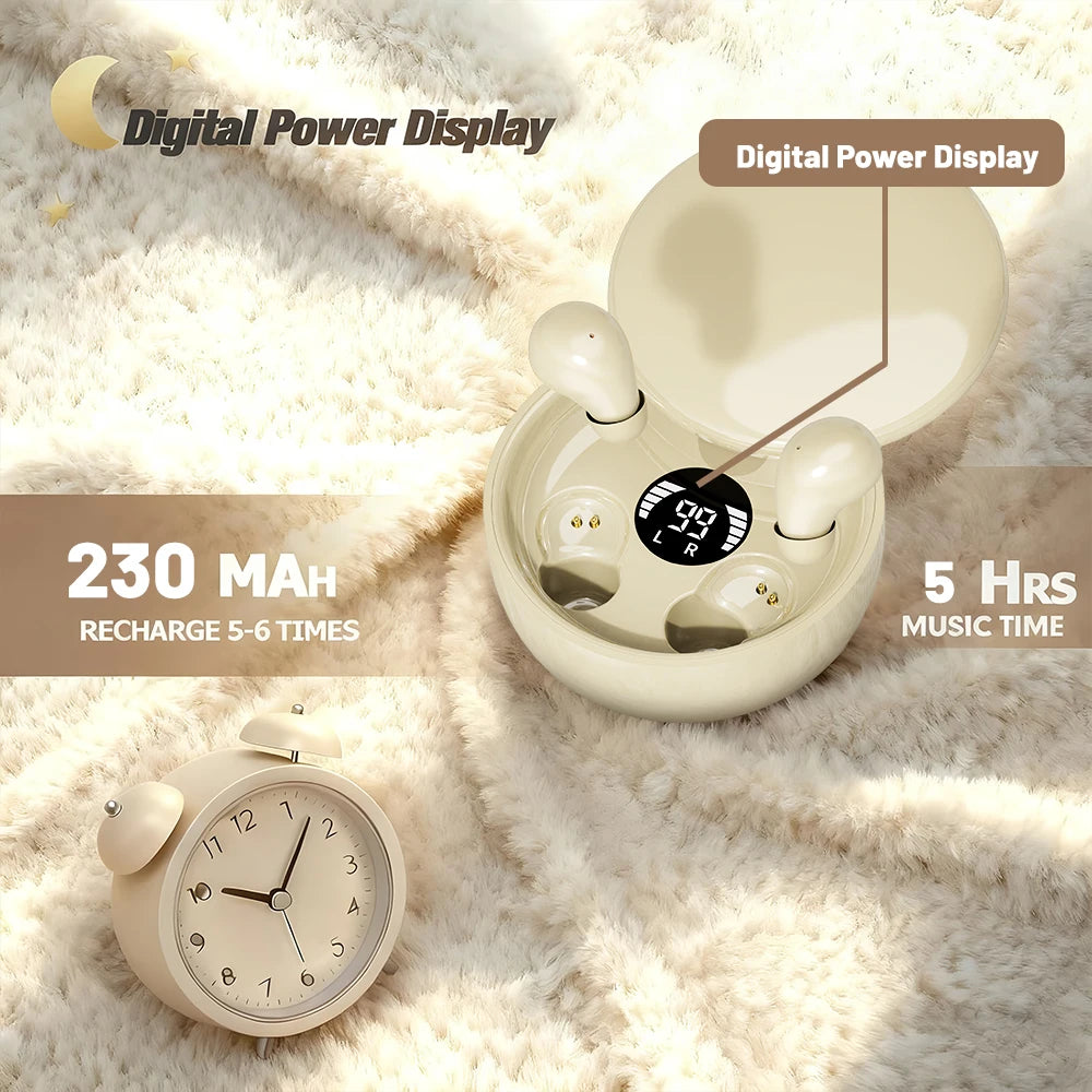 SK Invisible Sleep Wireless Bluetooth Headphones Sport Bluetooth Earphones 4D Bass HD Effect,Low Latency,Noise Reduction Earbuds