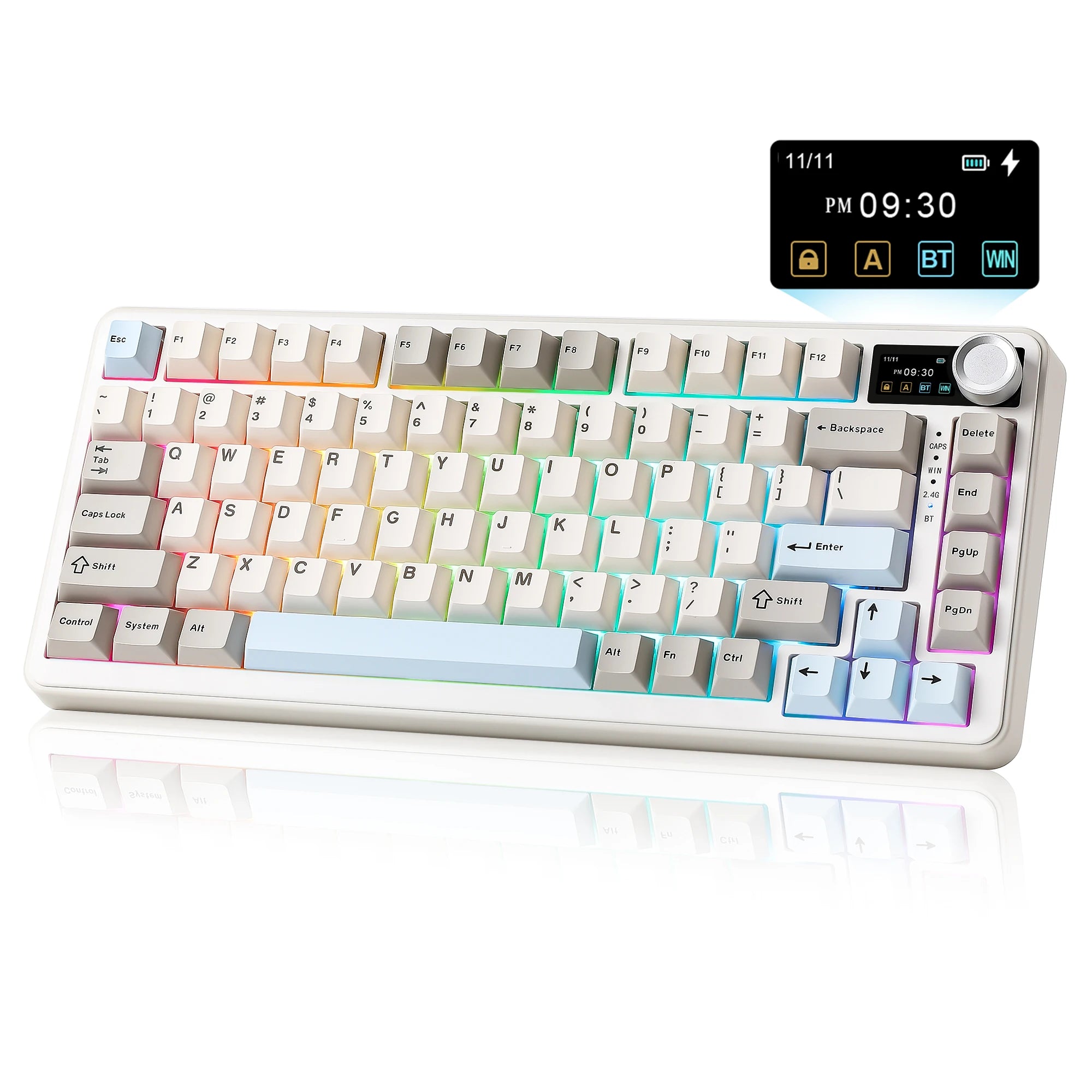 YUNZII B75 PRO MAX Wireless Mechanical Keyboard, QMK/VIA Custom 75% Gaming Keyboard with Screen&Knob, Creamy Sounds for Win/Mac