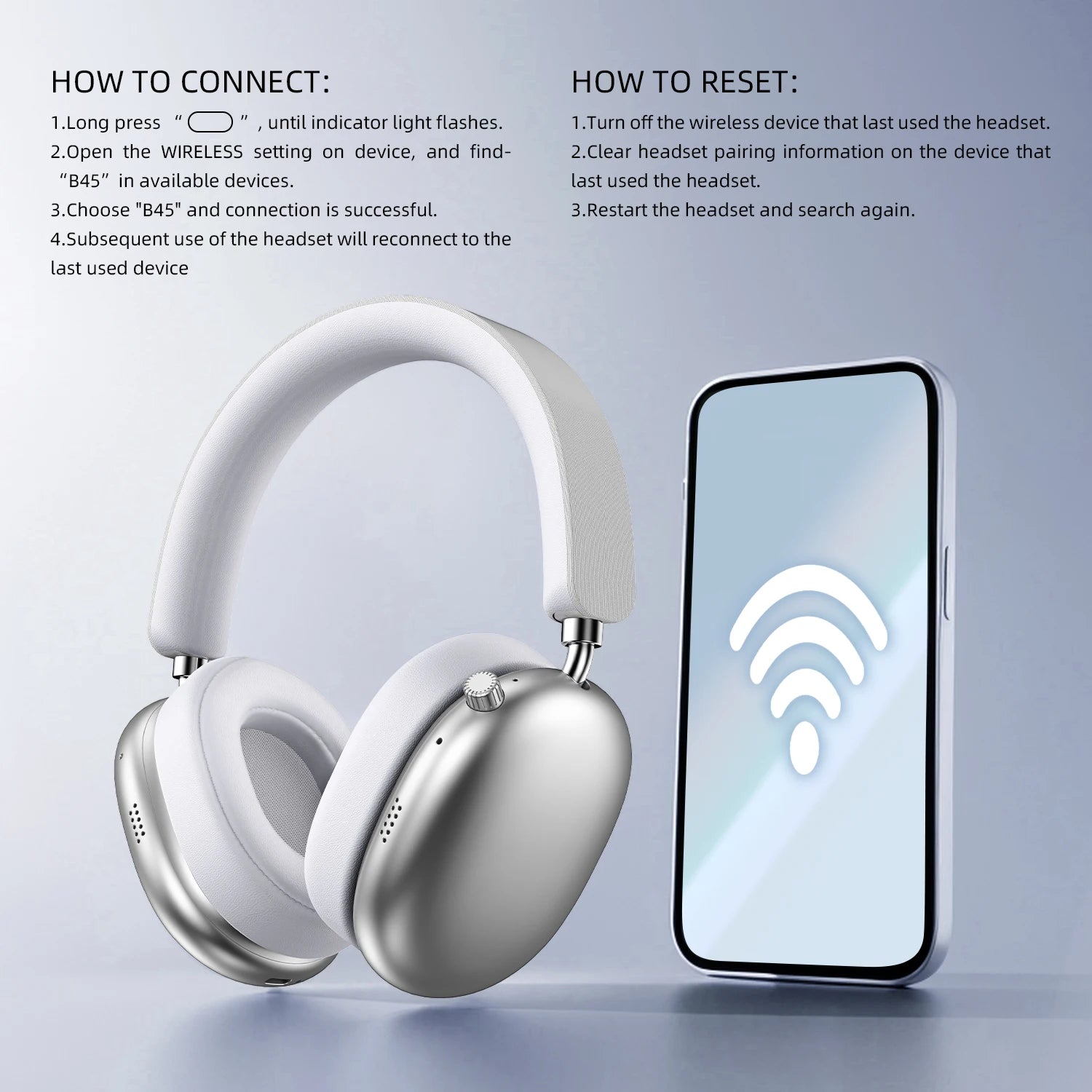 Hot Wireless Bluetooth Headphones Noise Cancelling Earphones Mic Over Ear Sports Gaming Headset For Apple