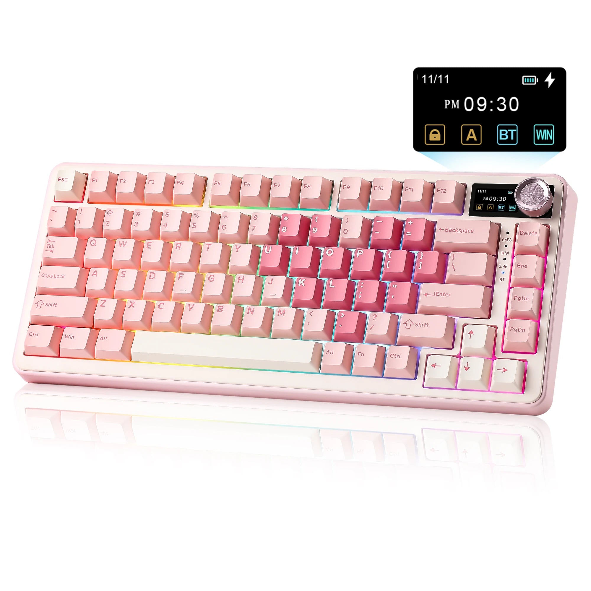 YUNZII B75 PRO MAX Wireless Mechanical Keyboard, QMK/VIA Custom 75% Gaming Keyboard with Screen&Knob, Creamy Sounds for Win/Mac