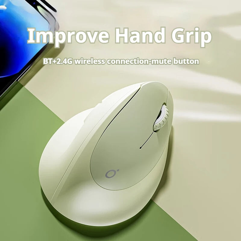 EWEADN Q7 Wireless BT + 2.4G Vertical Gaming Mouse, 6 Buttons, Silent, Adjustable Sensitivity, for Windows, Laptop, Office Work