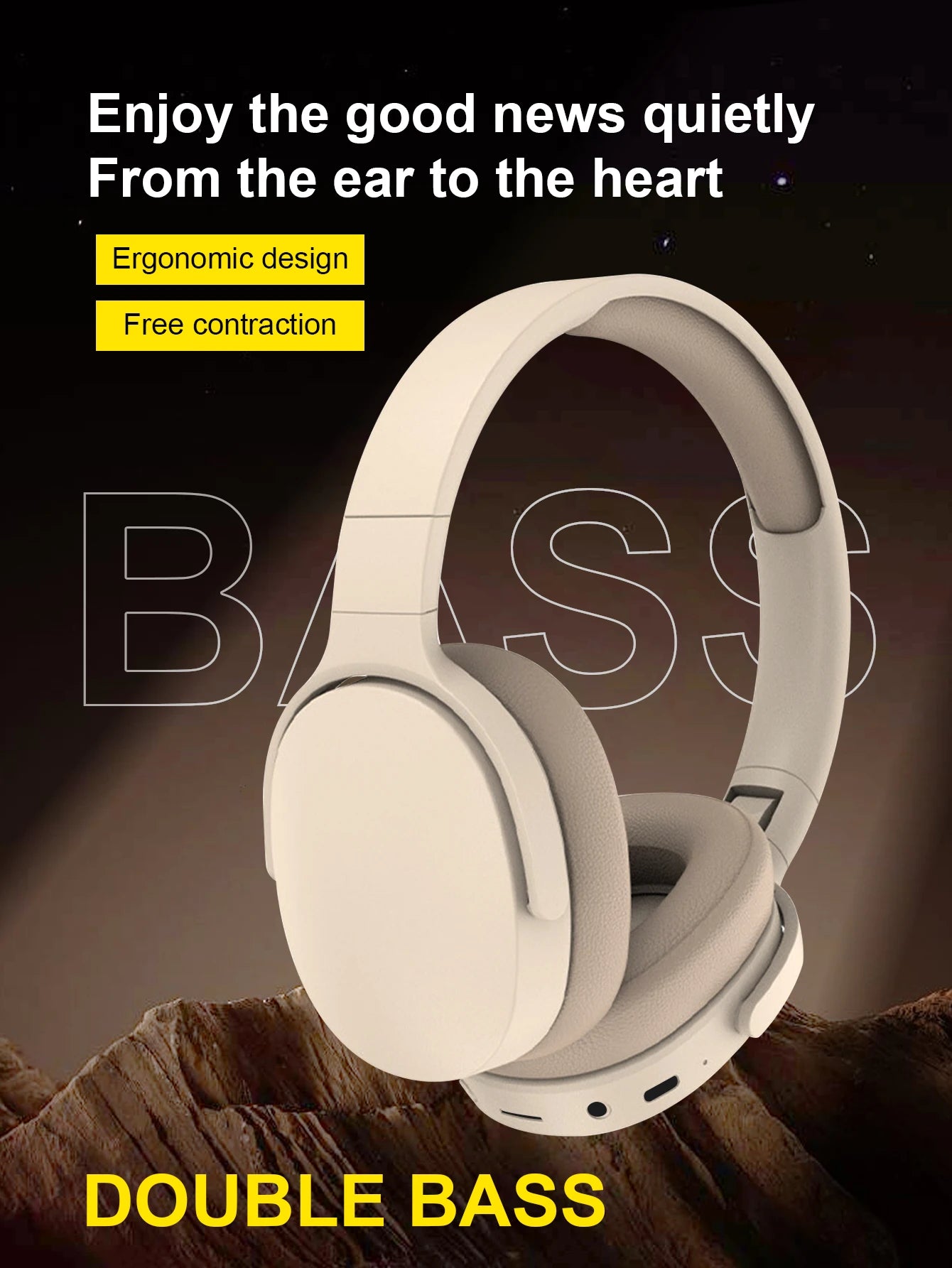 ‌Gaming Headset with Micr Wireless Bluetooth Noise Canceling HiFi Stereo Over-Ear Headphones for Mobile Phone iOS Android