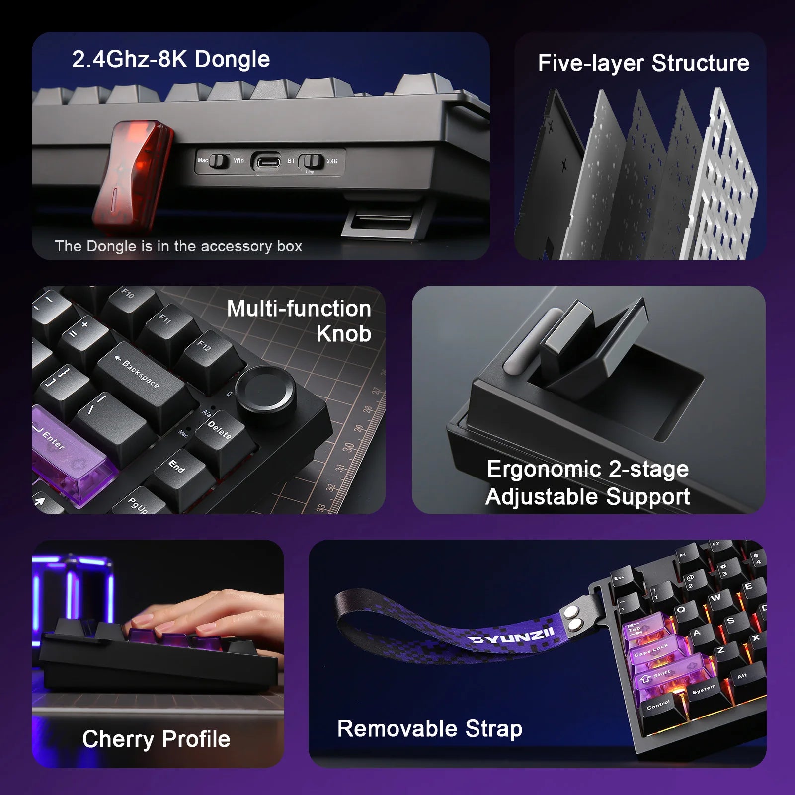 YUNZII RT75 PRO Dual 8K Wireless Gaming Keyboard, Rapid Trigger Mechanical Hall Effect Magnetic Keyboards, RGB Custom SOCD/DKS