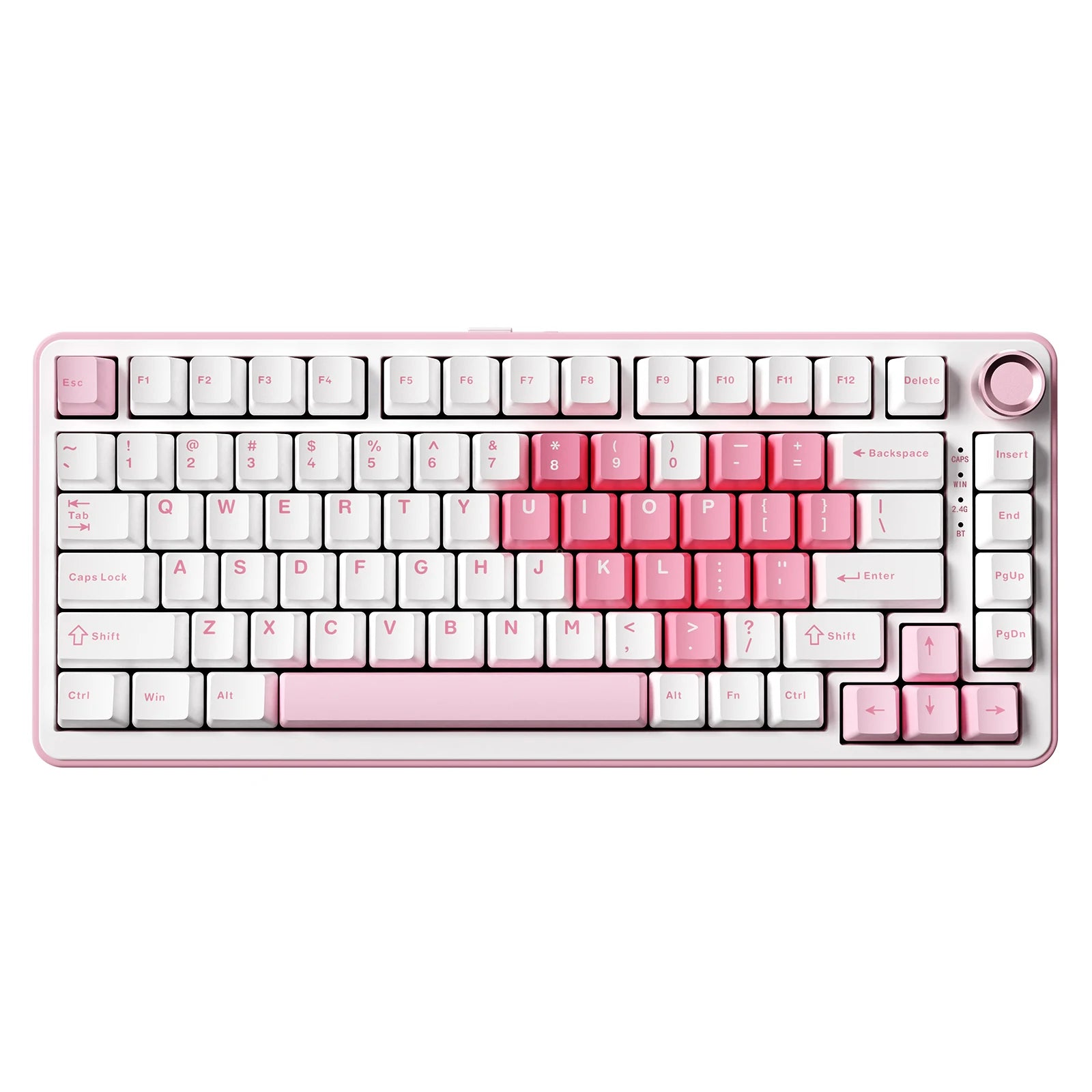 YUNZII B75 PRO White Heart Mechanical Gaming Keyboard, Gasket 75 Knob RGB Keyboard, Triple Mode Hot-Swap Custom Creamy Keyboard