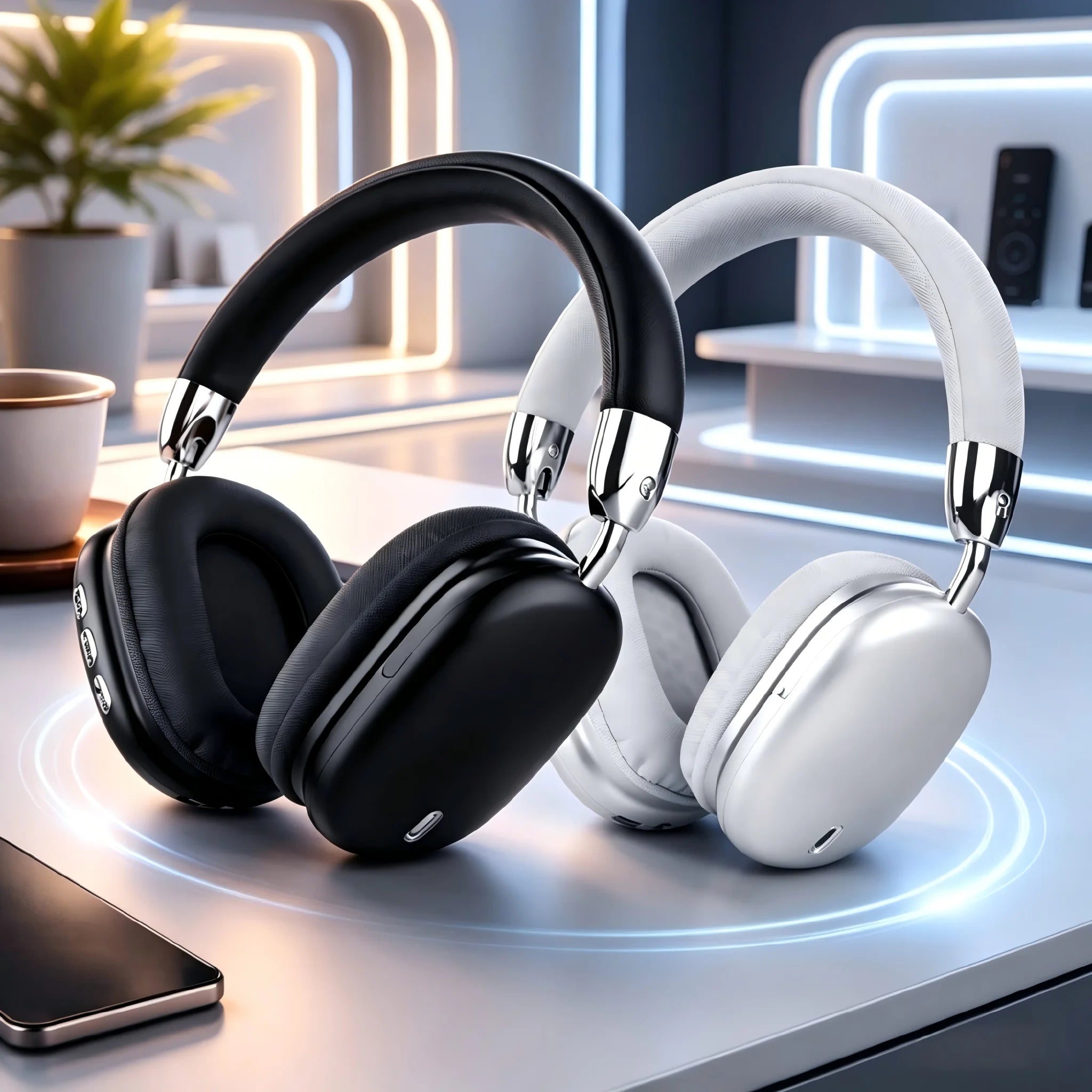 Premium Wireless Bluetooth Headphones Over Ear Foldable Headset with Mic Deep Bass HiFi Stereo Earphones Black Silver