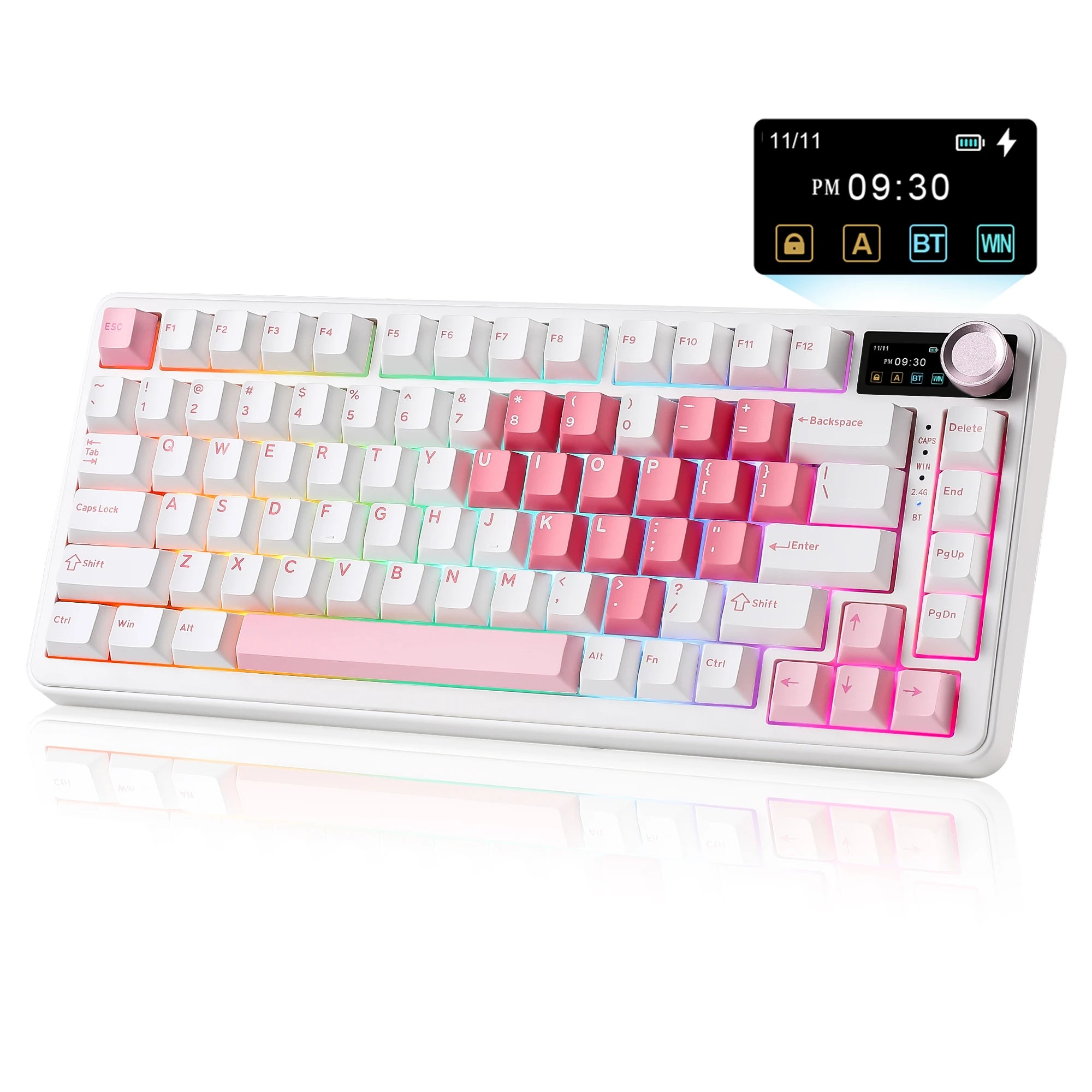 YUNZII B75 PRO MAX Wireless Mechanical Keyboard, QMK/VIA Custom 75% Gaming Keyboard with Screen&Knob, Creamy Sounds for Win/Mac