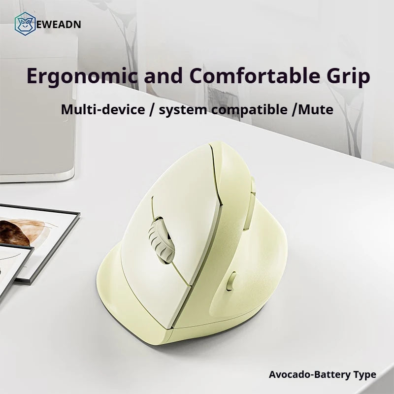 EWEADN Q7 Wireless BT + 2.4G Vertical Gaming Mouse, 6 Buttons, Silent, Adjustable Sensitivity, for Windows, Laptop, Office Work