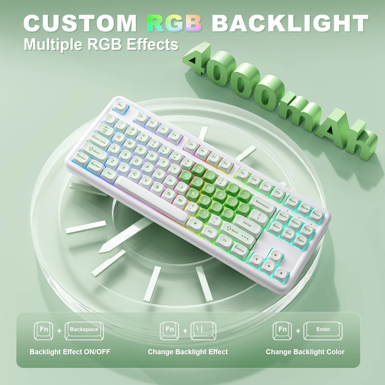YUNZII B87 Heart Wireless Mechanical Keyboard, QMK/VIA Custom RGB Gaming Keyboard, Beauty Aesthetic Keeb, Wrist Rest for Win/Mac