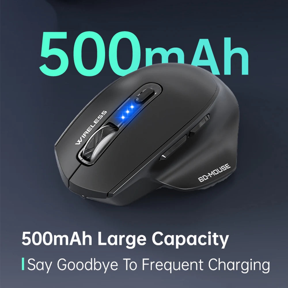 Wireless Mouse Rechargeable Bluetooth&2.4G Ergonomic Mice with Battery Display 6400DPI Game Mouse for PC Computer Laptop MacOS