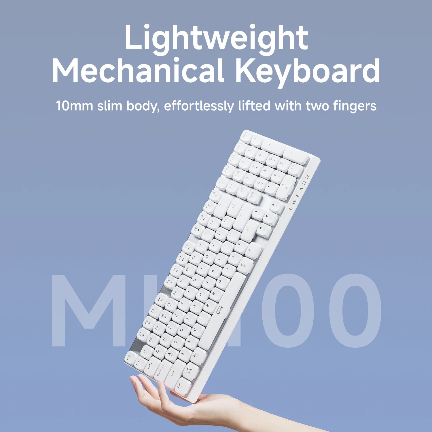 EWEADN Wireless Low-Profile Mechanical Gaming Keyboard, Slim Ergonomic Aluminum Top Design with Fast Switches for eSports, Offic