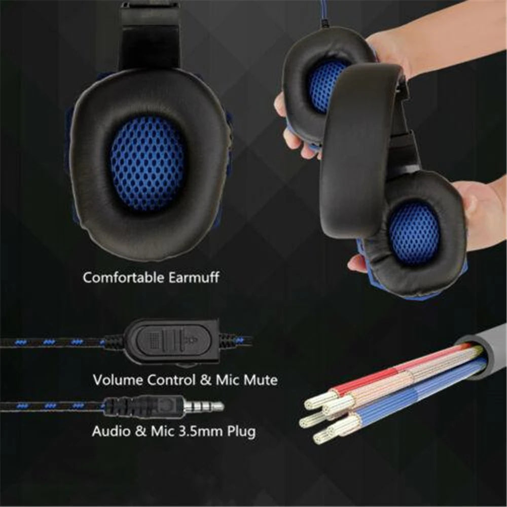 Gaming Headsets Over-Ear 3.5mm Wired Headphones Music Stereo Earphones With Adjustable Microphone For PS4 PS5 Laptop Computer PC
