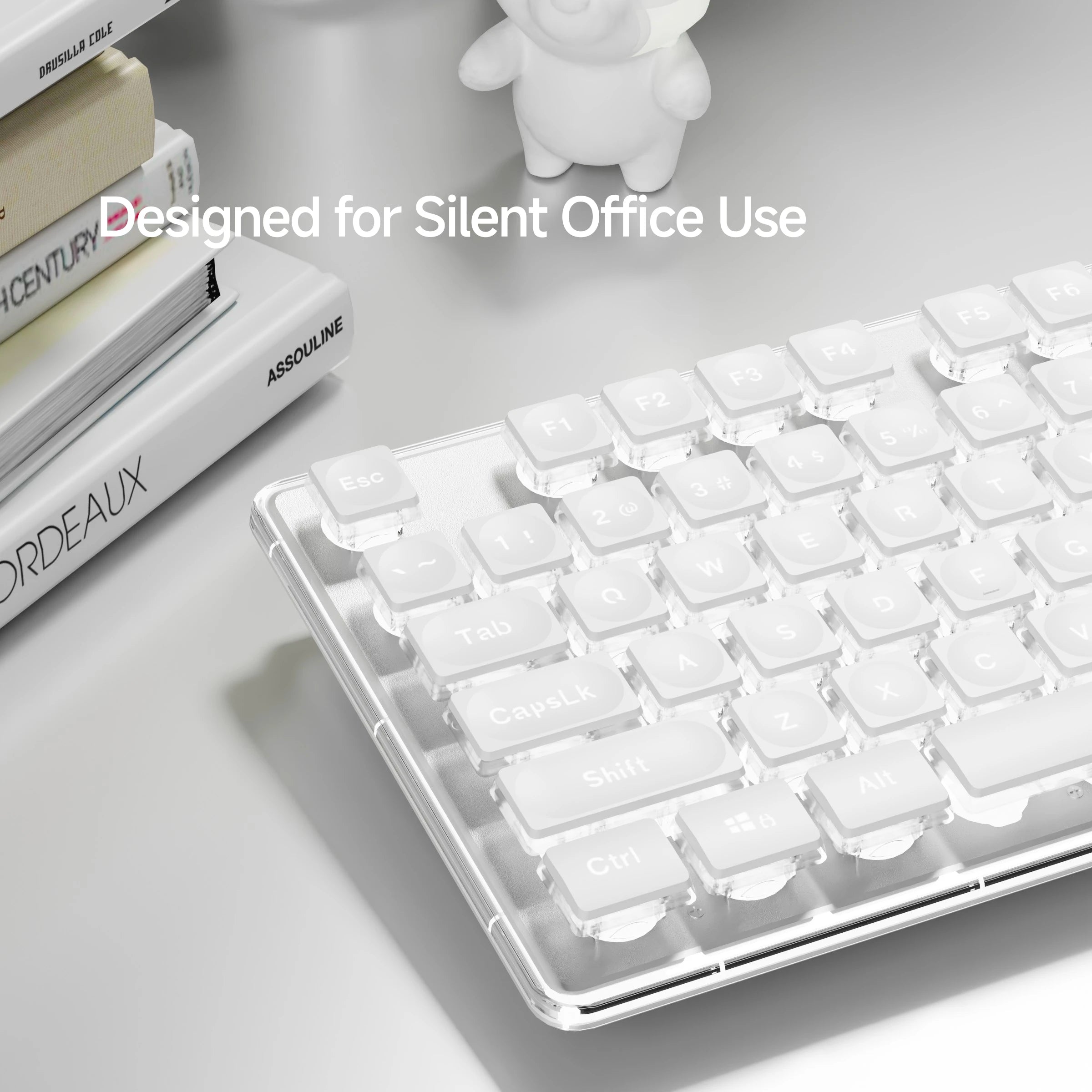 EWEADN wired Office silent Keyboard White backlit,USB full size 104-keycaps All-Metal Panel, ergonomic, gaming Windows/Laptop/PC