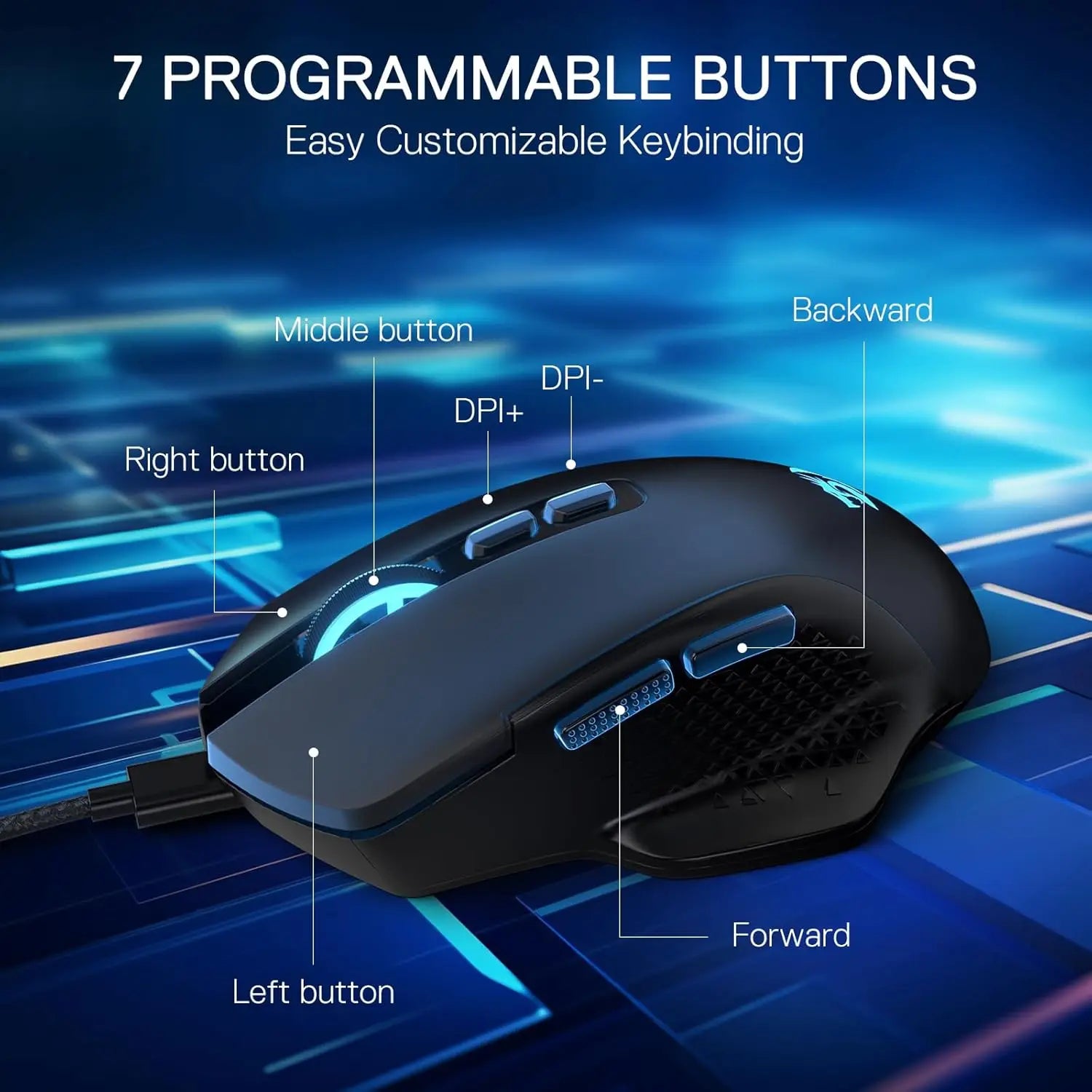Redragon M695 Wired Gaming Mouse, 24,000 Max DPI Optical Gaming Mice 7 Programmable Buttons